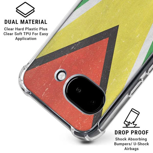 Guyana Flag Distressed Google Pixel 9a Clear Case